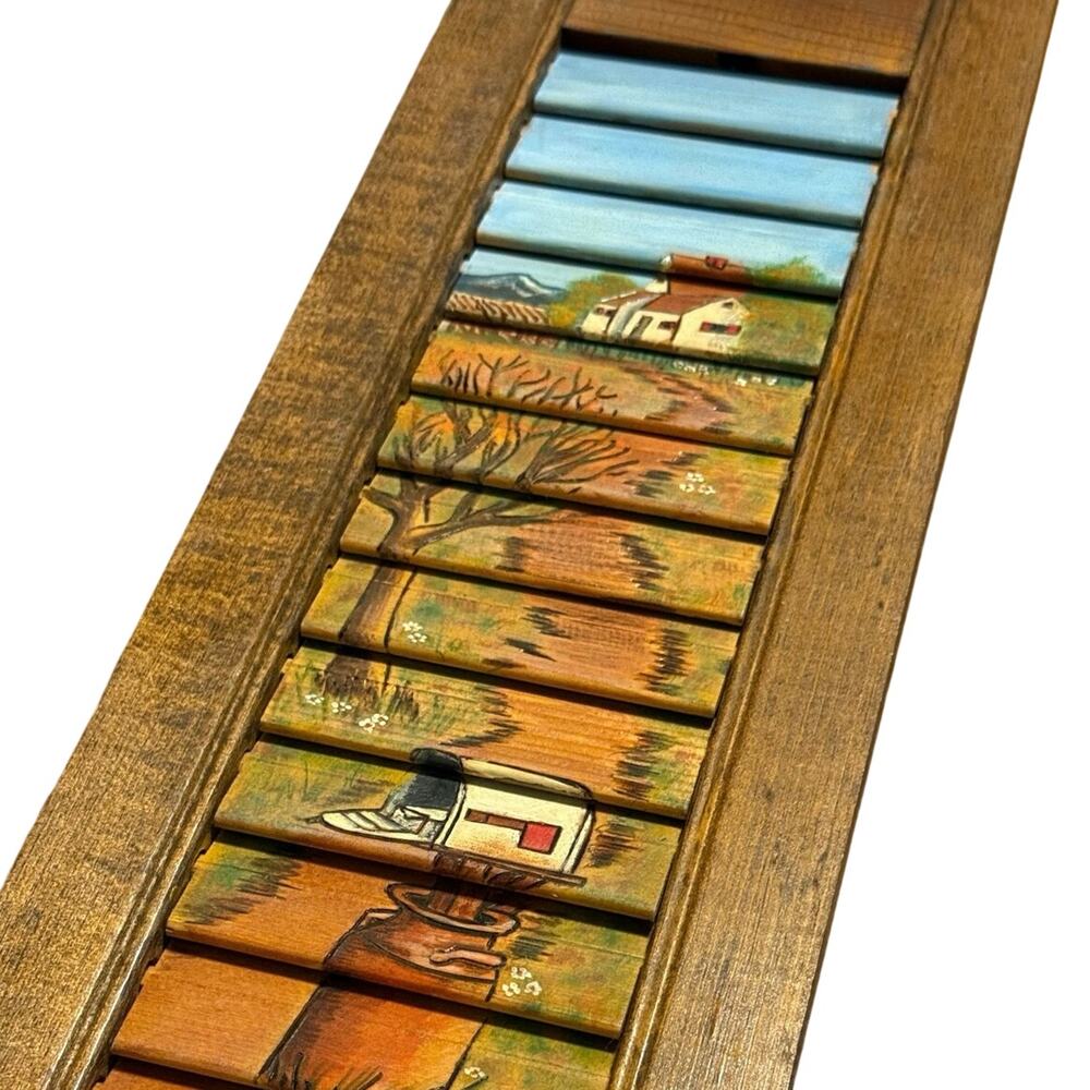Vintage Hand-Painted Wooden Shutter Wall Art Country Farmhouse Rustic Decor